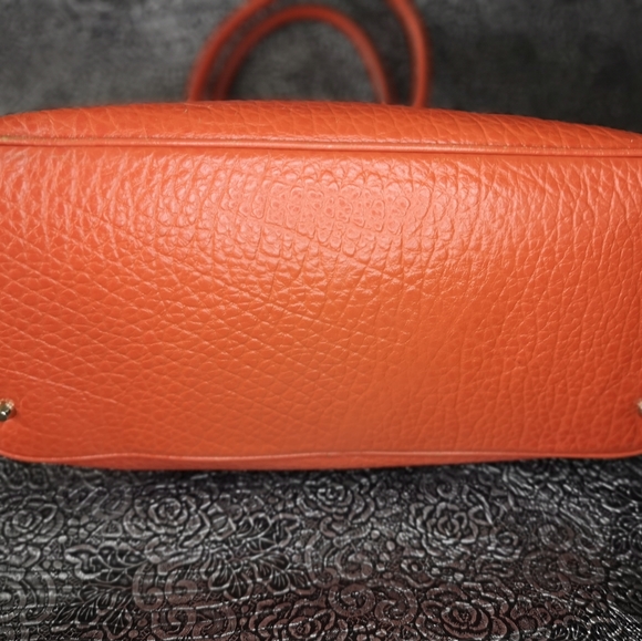 DKNY Orange Leather Dome  /  Satchel with Crossbody Strap - Picture 5 of 16